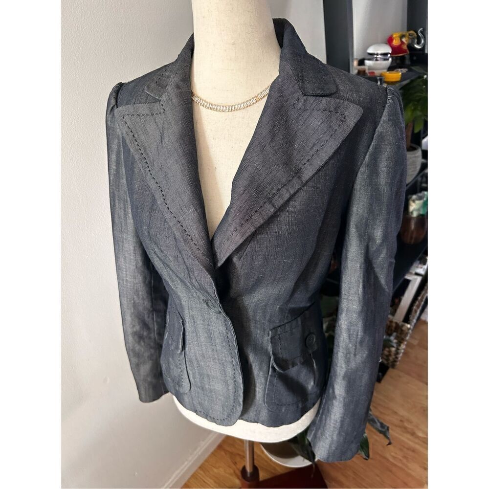 Banana republic blazer gray cotton blend size 4